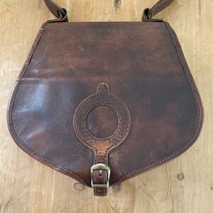 Vintage Brown Leather Saddle style Bag